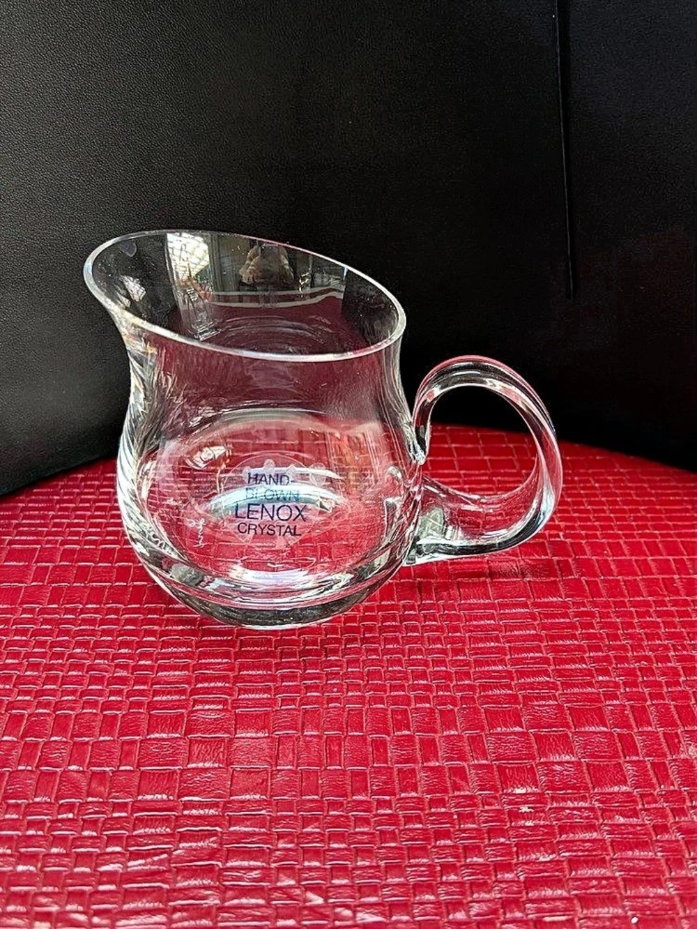Lenox Hand Blown Clear Crystal Creamer & Sugar Bowl Vtg Modern